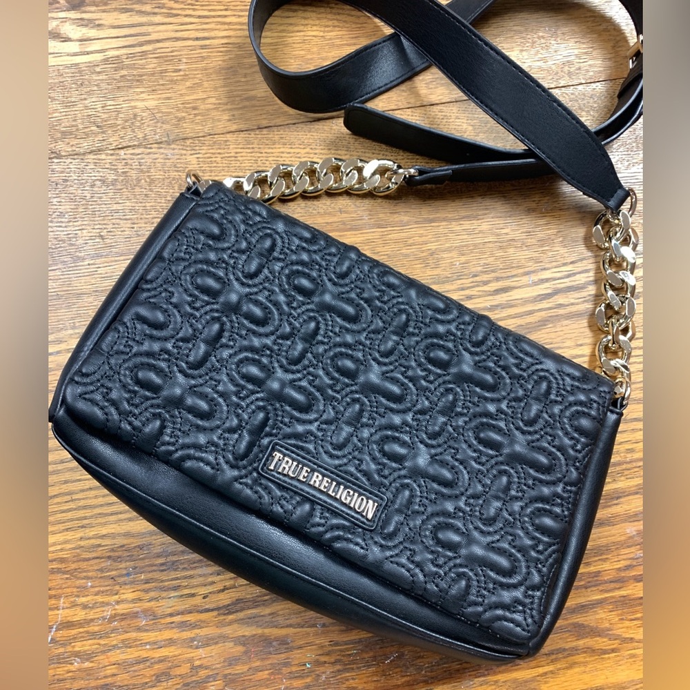 True Religion Black Embossed Crossbody Bag